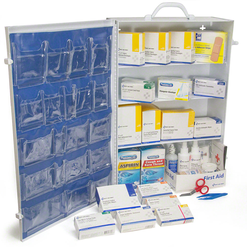 FAO 4 Shelf Industrial First Aid Station - 150 Person, 1060 Piece, w/Metal Case & Pocket Liner - Image 2