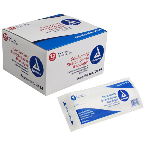 Sterile Stretch Gauze Bandage 4" x 4.1 yds - 12/Box